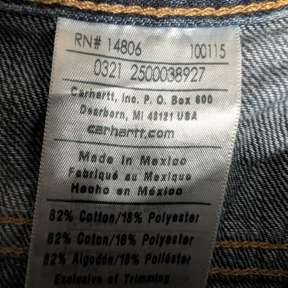 Men's Carhartt Blue Denim Relaxed Fit Jeans Size 40x30 - Picture 4 of 8